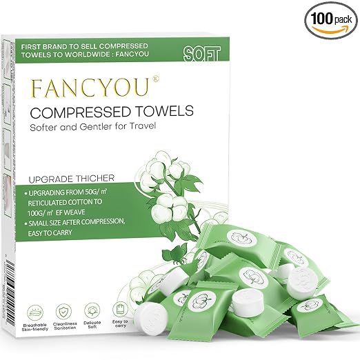 Compressed Towel 100 PCS Disposable Face Towels, Mini Portable Tablets Coin Tissue Compressed Cotton Hand Wipe Disposabl