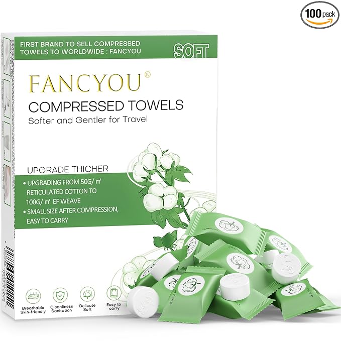 Compressed Towel 100 PCS Disposable Face Towels, Mini Portable Tablets Coin Tissue Compressed Cotton Hand Wipe Disposabl