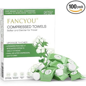 Compressed Towel 100 PCS Disposable Face Towels, Mini Portable Tablets Coin Tissue Compressed Cotton Hand Wipe Disposabl