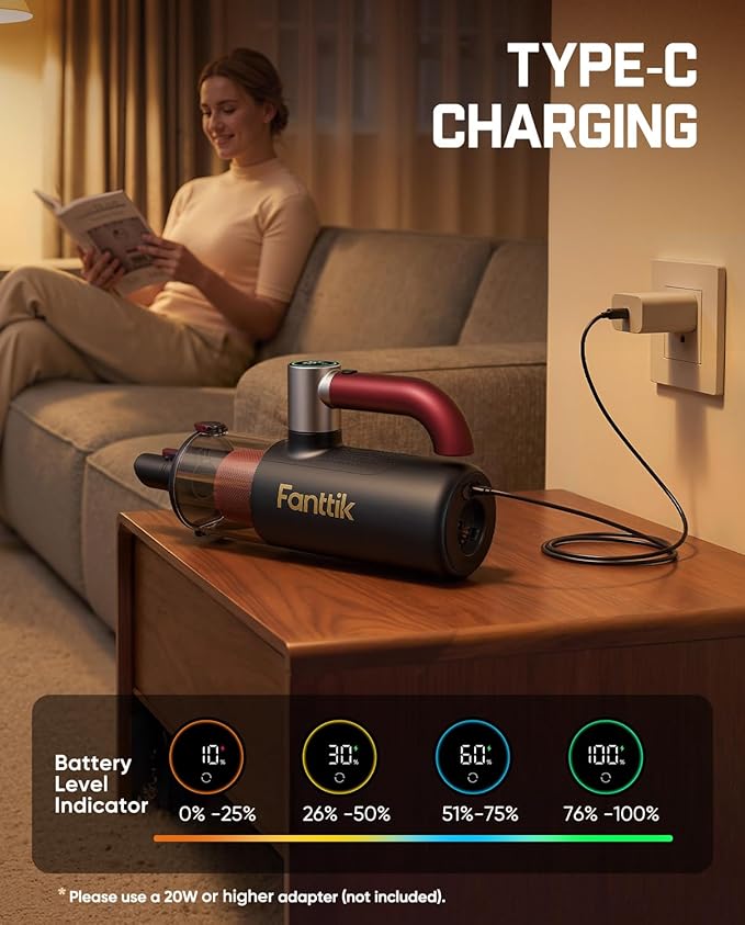 Fanttik Cruise V11 APEX Handheld Vacuum Cordless, 4-in-1 Vacuum Cleaner with AxLoop 180° Rotatable Handle, 145W Brushless Motor, LED Touch Screen, 3 Suction Modes for Home Corners, Kitchen, Crevices