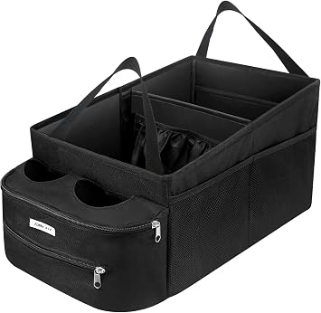 FUNNy elf Passenger Seat Organizer with Partitions & 4 Cup Holders