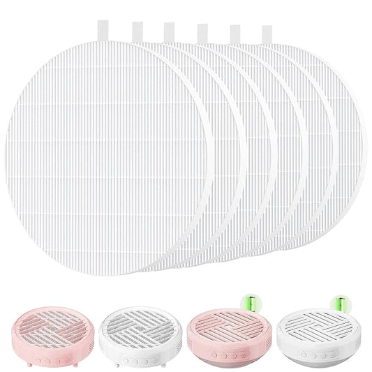 6 Pack HPro Nail Dust Collector Replacement Filter Compatible with MelodySusie Nail Dust Collectors, Models HPro/SProR, Attach 99% of Nail Dust, Reusable and Easy to Clean Nail Tool, White