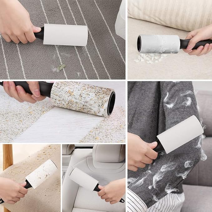 Lint Roller for Pet Hair - 480 Sheets, 4 Handles & 8 Refills, Easy-Peel Diagonal Cut, Strong Adhesive for Clothes, Furniture, Car, Dog & Cat Hair Remover