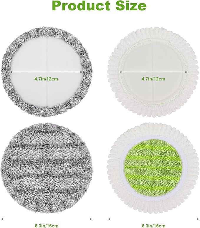 6.3 inch Electric Mop Pads Replacement for Vmai Alfabot Qimedo Idoo Eous Bi-ssell Electric Spin Mop: Round Spinwave Spin Wave Mop Pad, Microfiber Soft Scrubber Mop Pads for Floor Cleaning (4 Pack)