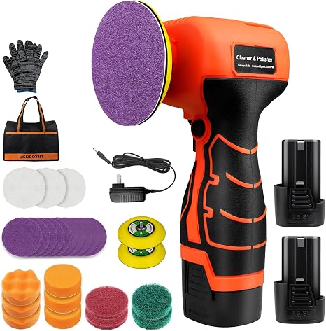 Cordless Sander, 3" Palm Sander with 2Pcs 16.8V 2.0Ah Batteries, 3500RPM Mini Polisher, 30 Accessories Sanders Tool for 
