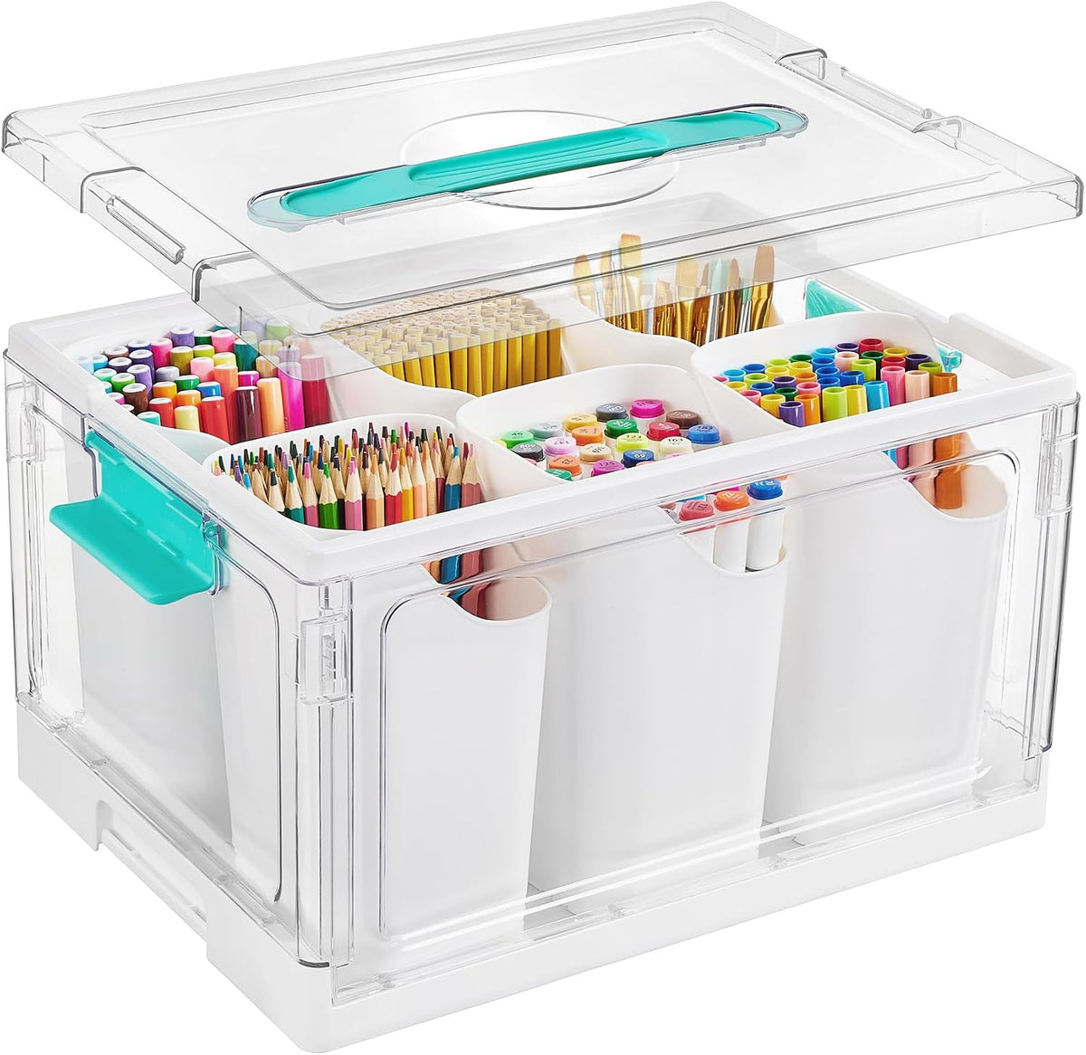 24 QT Clear Plastic Craft Organizer with Detachable Inserts,1 Pack