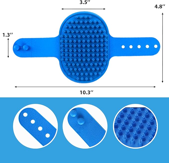 NVNAN Ultra-Soft Pet Grooming Brush with Adjustable Ring - Ideal for Dogs & Cats of All Hair Types - Bath, Shower, Dog Shampoo Brush & Massage Tool (Blue, 1-Pack)