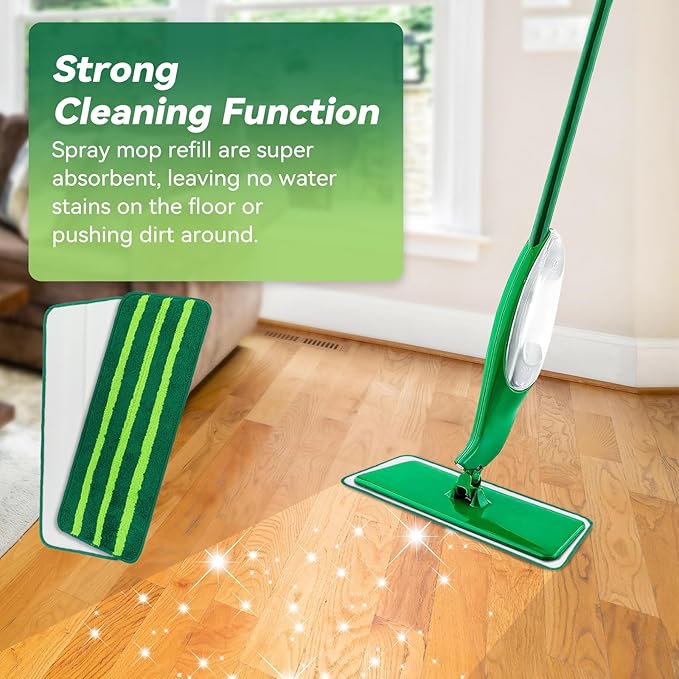 Mop Head Replacement for Libman Freedom Spray Mop - Washable Reusable Wet & Dry Cleaning - Microfiber Spray Mop Pads Refill for Multi-Surface Floor -4 Pack (Green）