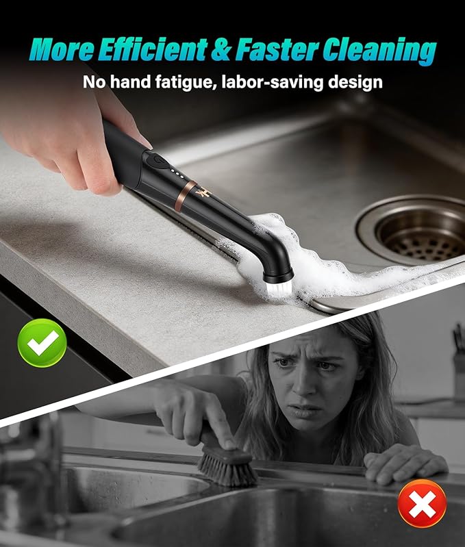 2026 Upgraded Cordless Electric Spin Scrubber, 360° High-Torque Rotation, 3 Speed, 2600mAh Rechargeable, IPX7 Waterproof with 11 Brush Heads, Cleaning Brush for Grout, Tiles, Sinks, Crevices