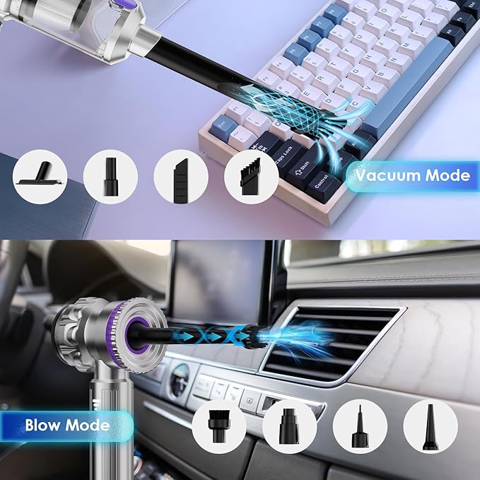 ToddlerCley Handheld Car Vacuum Cordless with 20000Pa Powerful Suction, Rechargeable Mini Car Vacuum Cleaner with 3-Speed, 90000RPM Motor, Portable Hand Vacuum for Car Interior, Home, Pet Hair, Desk
