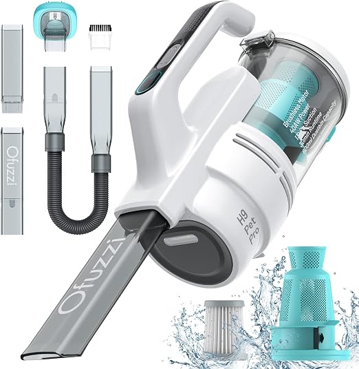 Ofuzzi H9 Pet Pro 5-in-1 Cordless Handheld Vacuum, 13000Pa Strong Suction, Portable Handheld Vacuum, Lightweight with LE