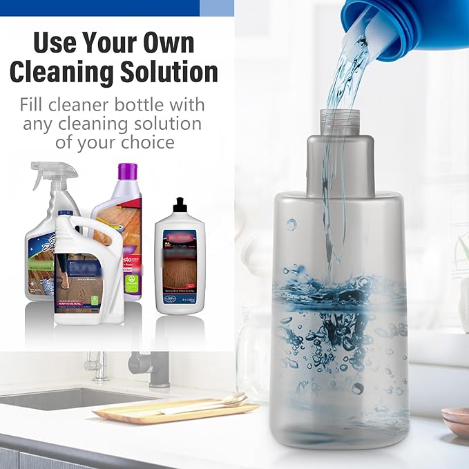 PowerMop for Floor Cleaning with 3 Washable Pads - Wet Dry Microfiber Mop with 720 ml Refillable Bottle for Kitchen Wood Floor Hardwood Laminate Ceramic Tiles Floors Dust Cleaning