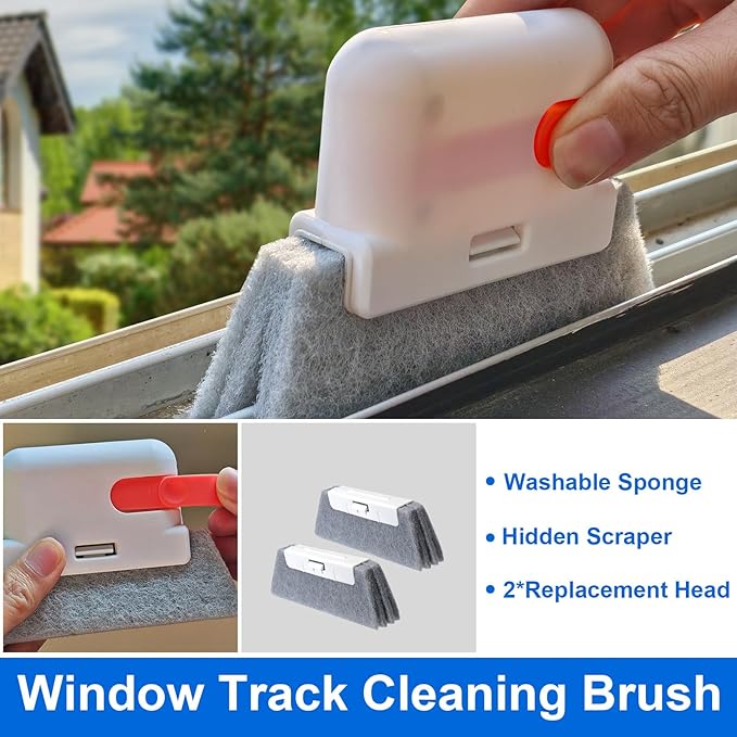 XANGNIER Window Sill Cleaner Tool,8 Pcs Magic Door Window Track Cleaning Tools Kit,Sliding Door Track Cleaner,Groove Crevice Cleaning Brush for Tile Lines/Shutter/Car Vents/Air Conditioner/Keyboard