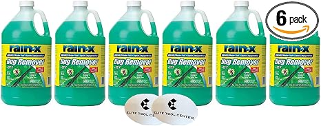 6 Pack Rain X Green Windshield Washer Fluid With Rain Repellant & Bug Remover 32* F All Weather Fluid 1 Gallon Each