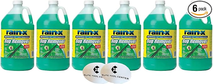6 Pack Rain X Green Windshield Washer Fluid With Rain Repellant & Bug Remover 32* F All Weather Fluid 1 Gallon Each