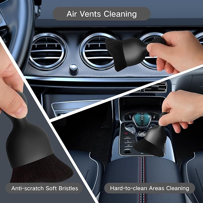 Qydipclin 11pcs Windshield Cleaner Tool, Car Window Cleaning Wash Kit with 6 Reusable Microfiber Pads 2 Spray Bottles and Extendable Handles Auto Glass Wiper Kit, Gray