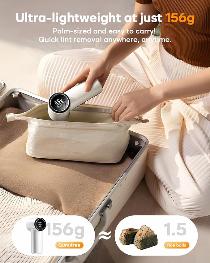 Fabric Shaver, Lint Remover Rechargeable, 6-Blade Lint Remover with LCD Display & 3 Speeds, Portable for Clothes, Sweaters, Couches, Blankets, Includes 3 Replacement Blades, Pearl White