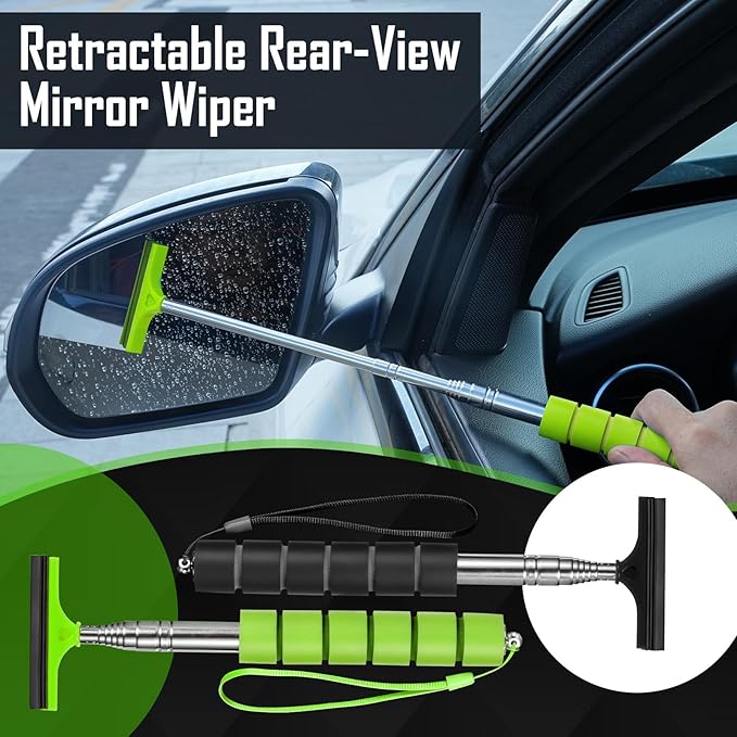 Side Mirror Squeegee, 2 PCS Car Mirror Squeegee, Retractable Car Rearview Mirror Wiper for All Vehicles, Universal Automotive Accessories