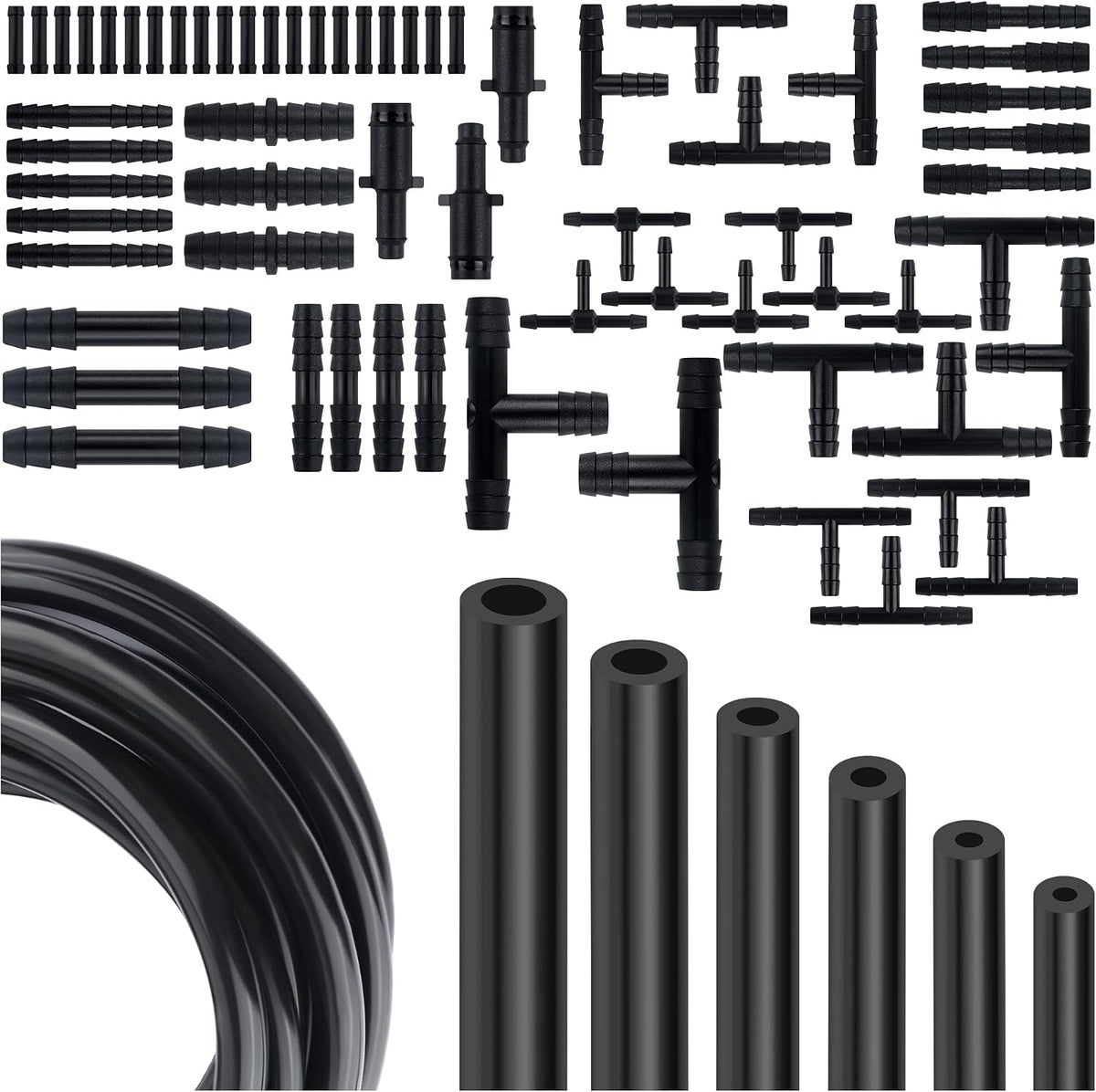 Multipurpose Vacuum Line Kit,6PCS 5Ft Vacuum Hose Automotive+64PCS Vacuum Line Connectors,Max 130PSI Silicone Hose for Variety Car Piping System Automotive Replacement Vacuum Hoses (70PCS)