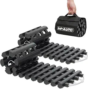 M-AUTO 2 Pack Tire Traction Mat Portable Recovery Track Emergency Devices for Vehicle to Get Unstuck from Snow, Mud, and