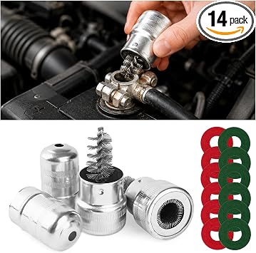 Battery Terminal Cleaner Kit, 2 Brushes with 10 Fiber Washers