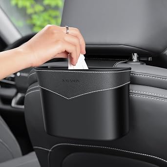 Car Trash Can Mini Trash Bin Garbage Organizer with Plastic Trash Bag Automotive Small Garbage Bin for Home Office Auto 
