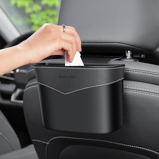Car Trash Can Mini Trash Bin Garbage Organizer with Plastic Trash Bag Automotive Small Garbage Bin for Home Office Auto 