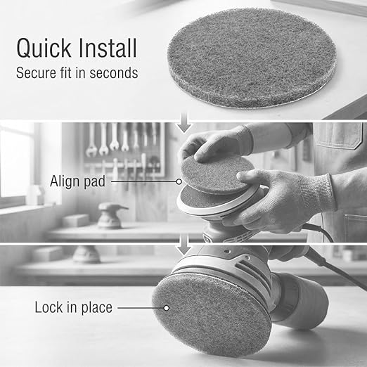 4 Inch 800 Grit Drill Brush Scrubber Scouring Pads, 20 Pcs Hook & Loop Power Scrubber Scour Pads for Rotary Tools, Random Orbital Sander (Grey)