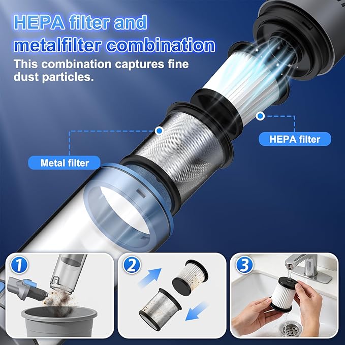 Handheld Vacuum Cordless, Powerful Suction with Portable Lightweight 1.75lb, Rechargeable Vacuum with One-Touch Empty, Multiple Accessories Handheld Vacuum for Car Home Pet Office