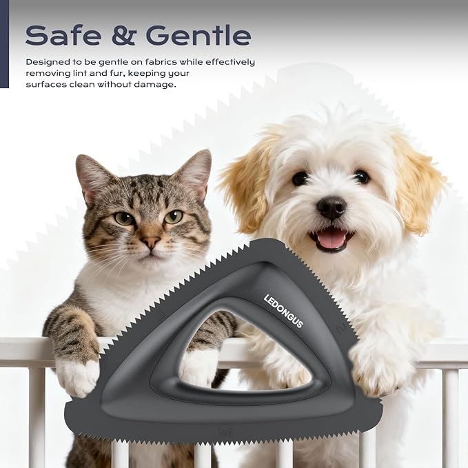 Pet Hair Remover for Car and Home - Multi-Surface Fur Removal Tool for Car Interiors, Furniture, Couch, Carpet, and Bedding | Portable and Effective Cat & Dog Hair Remover(Obsidian Black)