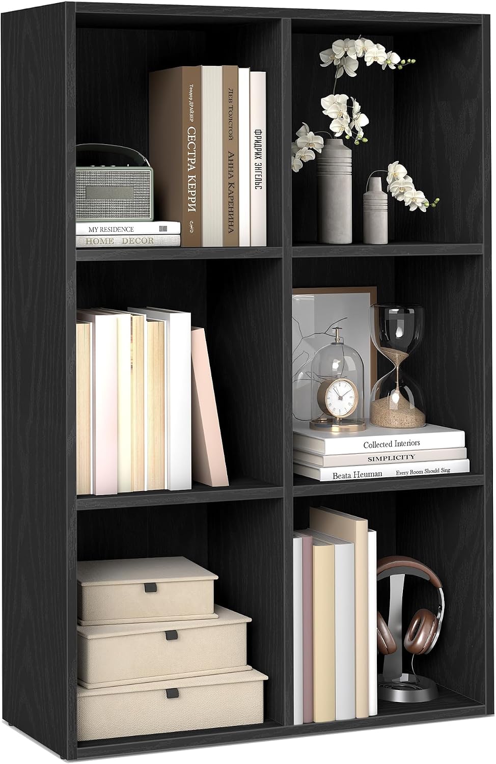 Bookshelf, 6 Cubes Storage Organizer, 25.8 x 9.4 x 38.7 Inches