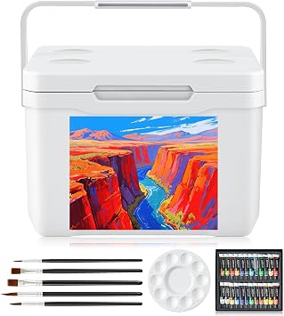 Paintable Cooler Painting Kit 72 Hour Long Term Cold Insulated Leak-Proof Ice Chest with Handle Lunch Box Cooler for Out