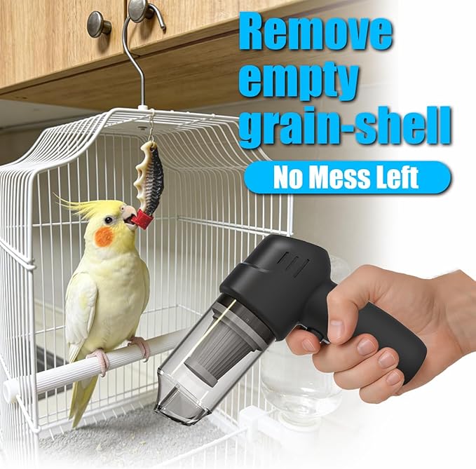 Bird Food Electric Separator & Cage Cleaner, Portable USB Vacuum with 2 Suction Speeds, Pet Hair/Dust Collector for Eraser Shavings, Car & Computer Keyboard