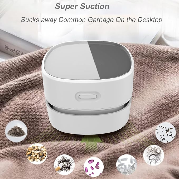 Upgraded Desk Vacuum Cleaner, Handheld Vacuum Cordless, USB Charging Mini Desk Vacuum, Table Dust Crumb Sweeper for Home, Office, School, Cars etc.
