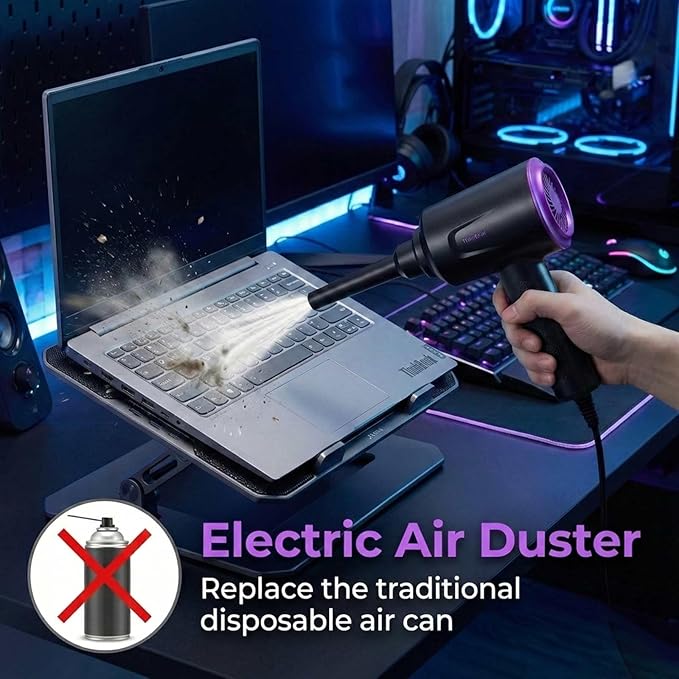 Electric Air Duster - Air Blower - Multi-Use Compressed Air Duster for Keyboard- Computer and PC - 5.74 oz Powerful Motor