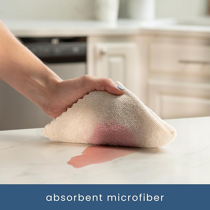 S&T INC. 50 Pack Microfiber Cleaning Cloth with Box, Bulk Towels for Home, Reusable Microfiber Towels for Cars, Cleaning Rags, Beige, 190gsm, 11.8 Inches x 11.8 Inches, 50 Count