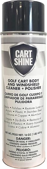 Club Clean Cart Shine, Golf Cart Body Windshield Cleaner Plus Polisher - Hard Water Shield, Removes Hard Water Stains - 