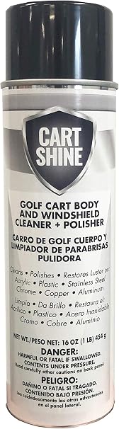 Club Clean Cart Shine, Golf Cart Body Windshield Cleaner Plus Polisher - Hard Water Shield, Removes Hard Water Stains - 