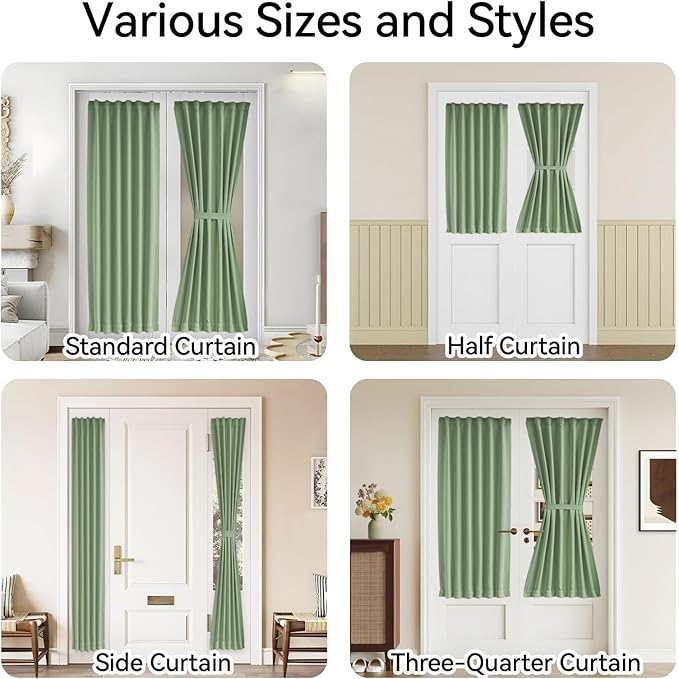 Vatge Sage Green Door Curtains for Door Window,72 Inch Length Front Door Curtains for Glass Window, 1 Panel, W25 x L72, Sage Green