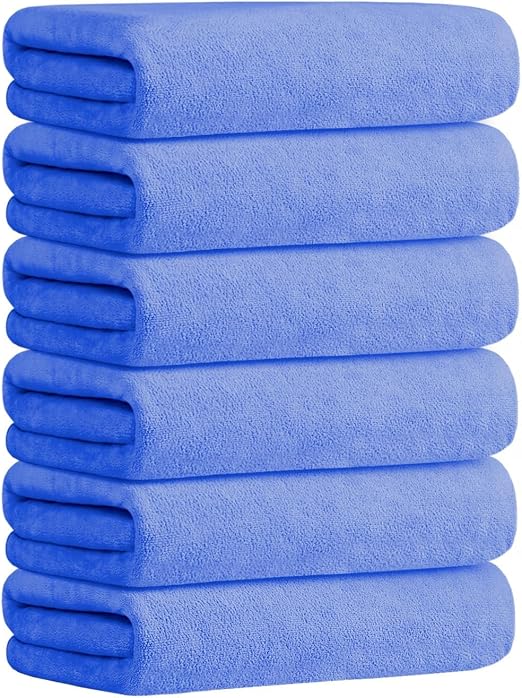 JML Microfiber Bath Towels with Hanging Loop, 30" x 60", 6 Pack