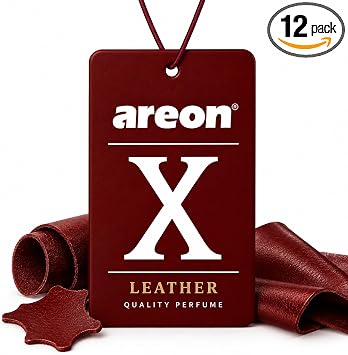 AREON X Brown Leather Paper Hanging Car Air Freshener - Pack of 12