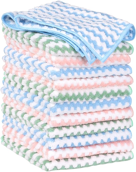 uxcell Microfiber Cleaning Cloth, 12 Pack Kitchen Towels for Dish Drying and Washing, Absorbent Streak Free Lint Free Ra