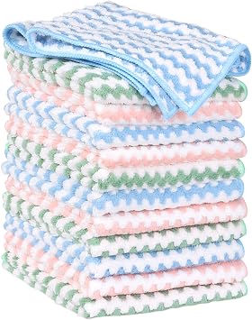uxcell Microfiber Cleaning Cloth, 12 Pack Kitchen Towels for Dish Drying and Washing, Absorbent Streak Free Lint Free Ra