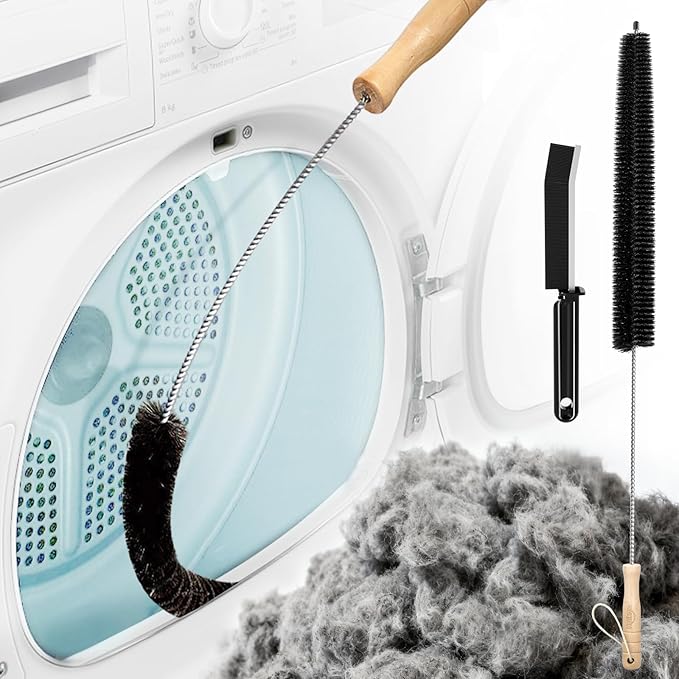 Holikme Dryer Vent Cleaner Kit - Household Cleaning Supplies, Dryer Lint Brush, Refrigerator Long Coil Brush, Flexible Lint Remover, Removing Dust and Pet Hair