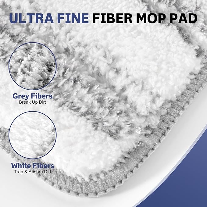 AmaVins 3 Pack Microfiber Cleaning Pads, Reusable Microfiber Mop Pads for 18 Inch Mop, Hardwood Floor Replacement Cleaning Mop Pads, Machine Washes