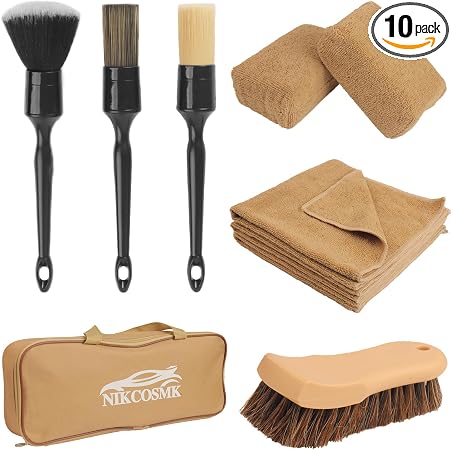10PCS Car Cleaning Kit, Car Detailing Kit Interior Cleaner, Long Bristle Horse Hair Leather Cleaning Brush, Car Detailin