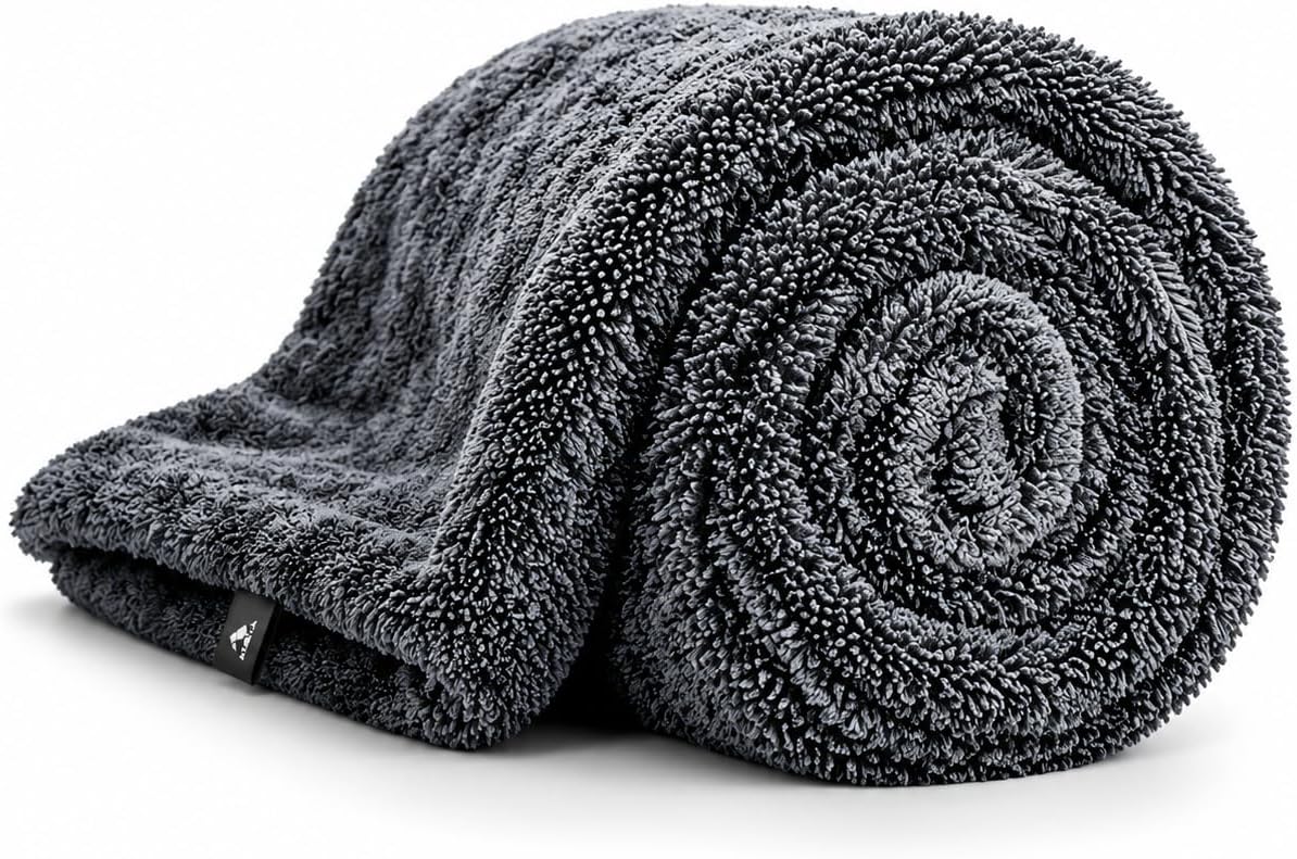 Car Drying Towel, 1200 GSM Absorbent Microfiber, 24 x 36 in, Plush Auto Detailing Cloth for Cars, SUVs and Trucks, Charcoal Grey, 1 Pack