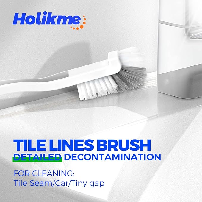 Holikme 7 Pack Deep Cleaning Brush Set, Scrub Brush, Grout Brush, Pool Brush, Scrub Pads with Scraper Tip Scouring Pads, for Pool Walls, Bathroom, Floor, Bike, Tub, Shower and Kitchen Surface (Brown)