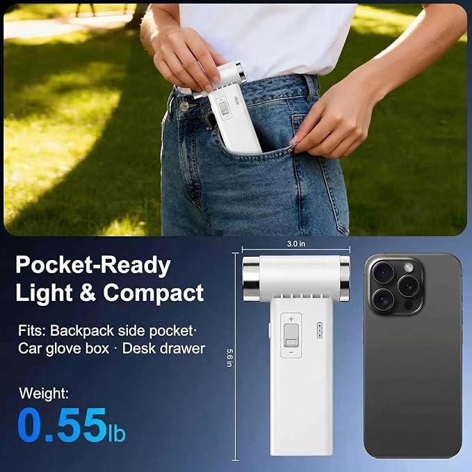 Mini Ultra-Slim Electric Compressed Air Duster 150,000RPM Super Power, Rechargeable Cordless Air Duster, Powerful Airflow for Computer, Keyboard, Outdoor, House and Car