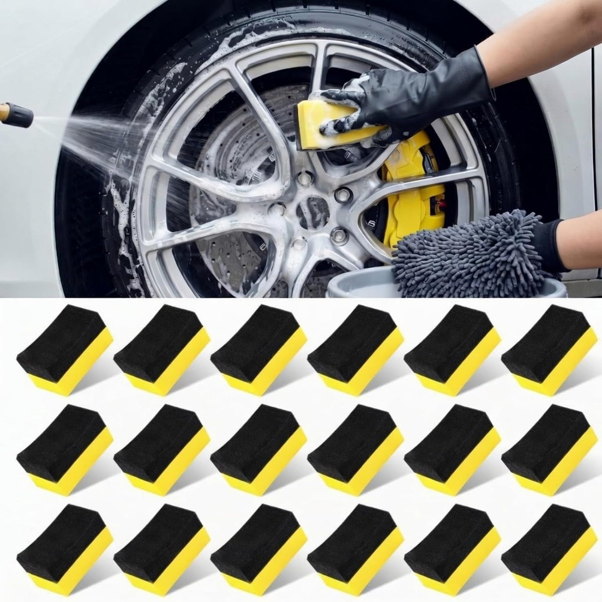 Tallew 18 Pcs Tire Shine Dressing Applicator Tire Dressing Applicator Pads Color Polishing Sponge Wax Buffing Pads for Car Glass Painted Steel Porcelain